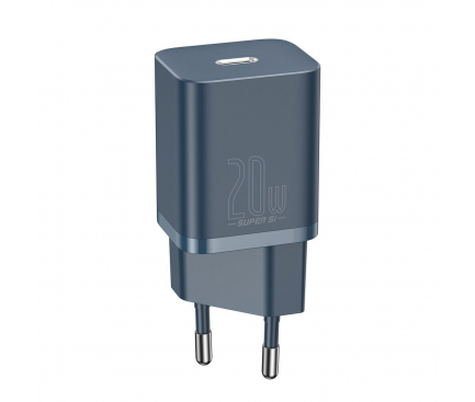 Incarcator Retea Cu Cablu Lightning Baseus Super Si, 20W, 3A, 1 x USB-C, Albastru TZCCSUP-B03