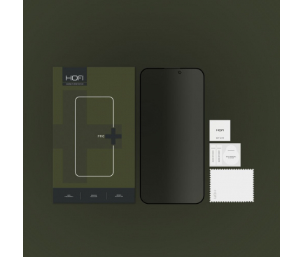 Folie de protectie Ecran Privacy HOFI PRO+ pentru Apple iPhone 15 Plus, Sticla Securizata, Full Glue 