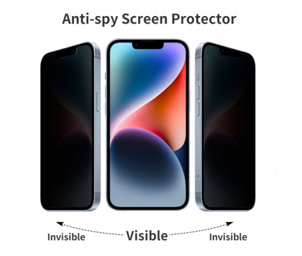 Folie de protectie Ecran Privacy NORTHJO pentru Apple iPhone 14 / 13 Pro / 13, Sticla Securizata, Full Glue, 2.5D 
