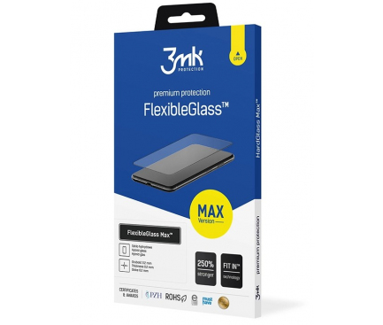 Folie de protectie Ecran 3MK FlexibleGlass Max pentru Samsung Galaxy A52s 5G A528 / A52 5G A526 / A52 A525, Sticla Flexibila, Full Glue, Neagra