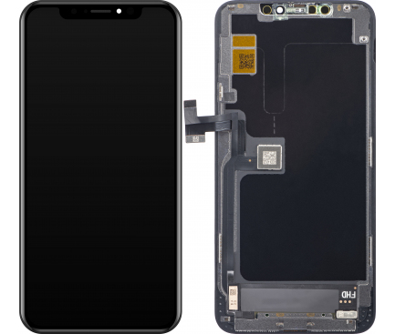 Display cu Touchscreen ZY pentru Apple iPhone 11 Pro Max, cu Rama, Versiune LCD In-Cell IC Movable, Negru 