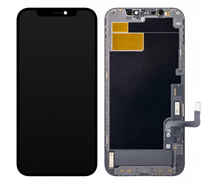 Display cu Touchscreen ZY pentru Apple iPhone 12 / 12 Pro, cu Rama, Versiune LCD In-Cell, Negru 