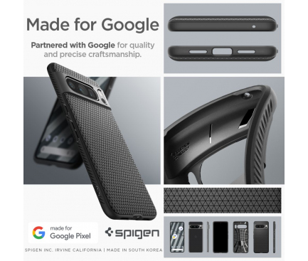 Husa pentru Google Pixel 8 Pro, Spigen, Liquid Air Matte, Neagra ACS06311