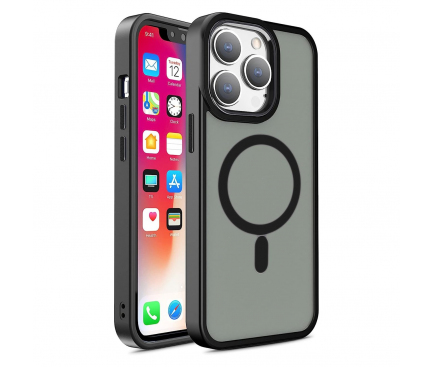 Husa MagSafe pentru Apple iPhone 15 Pro Max, OEM, Color Matte, Neagra 
