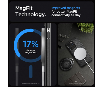 Husa MagSafe pentru Apple iPhone 15 Pro, Spigen, Mag Armor, Neagra ACS06736 