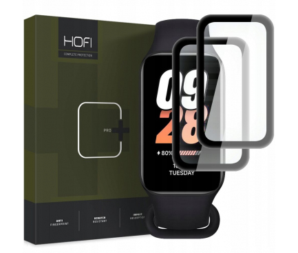 Folie Protectie HOFI Hybrid PRO+ pentru Xiaomi Mi Band 8 Active, Set 2 bucati, Plastic, Neagra