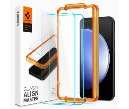 Folie de protectie Ecran Spigen Align Master pentru Samsung Galaxy S23 FE S711, Sticla Securizata, Full Glue, Set 2 bucati, 2.5D AGL06986 