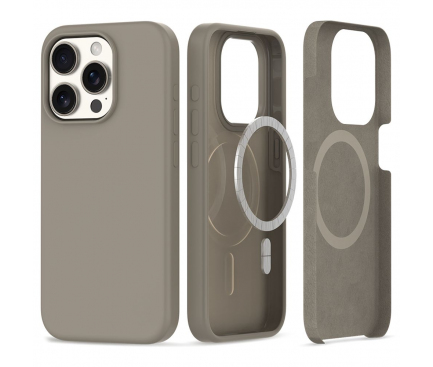 Husa MagSafe pentru Apple iPhone 15 Pro, Tech-Protect, Silicone, Maro 