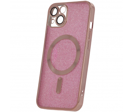 Husa MagSafe pentru Apple iPhone 15 Plus, OEM, Glitter Chrome Mag, Roz 