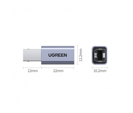 Adaptor Imprimanta UGREEN US382, USB-B - USB-C, Gri