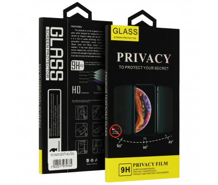 Folie de protectie Ecran Privacy OEM pentru Samsung Galaxy A14 A145 / A14 5G A146, Sticla Securizata, Full Glue