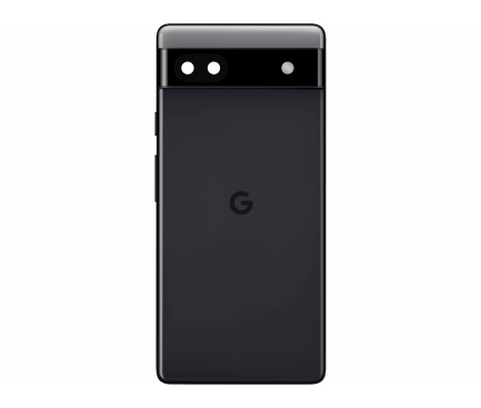 Capac Baterie Google Pixel 6a, Cu Carcasa Mijloc - Geam Blitz - Geam Camera Spate, Negru (Charcoal), Swap