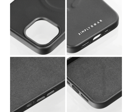 Husa MagSafe pentru Apple iPhone 15 Pro, Roar, Leather Mag, Neagra
