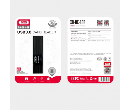 Cititor Card USB 3.0 XO Design DK05B, SD - microSD, Negru