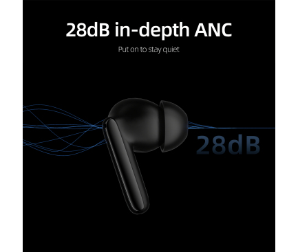 Handsfree Bluetooth QCY T13 ANC 2, TWS, Negru
