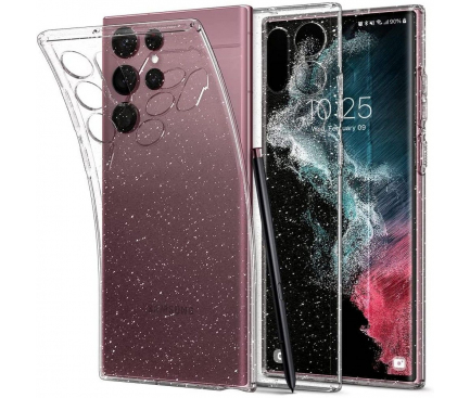 Husa pentru Samsung Galaxy S22 Ultra 5G S908, Spigen, Liquid Crystal Glitter, Transparenta ACS03913 