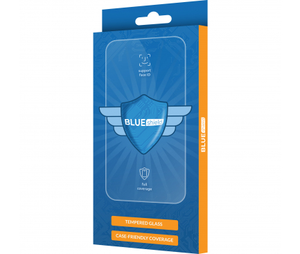 Folie de protectie Ecran BLUE Shield pentru Oppo A78 5G, Sticla Securizata, Full Glue, Case Friendly, Neagra 