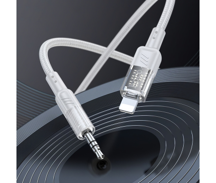Cablu Audio 3.5mm - Lightning HOCO UPA27, 1.2m, Gri 