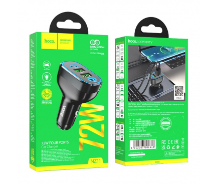 Incarcator Auto HOCO Guide NZ11, 72W, 3A, 2 x USB-A - 2 x USB-C, Negru 