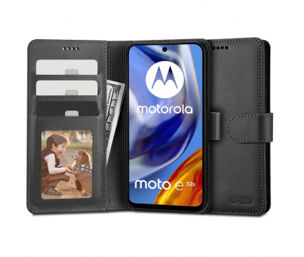 Husa pentru Motorola Moto E32s / E32 / G22, Tech-Protect, Wallet, Neagra 