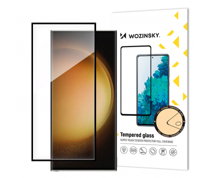 Folie de protectie Ecran WZK pentru Samsung Galaxy S24 Ultra S928, Sticla Securizata, Full Glue, Neagra 