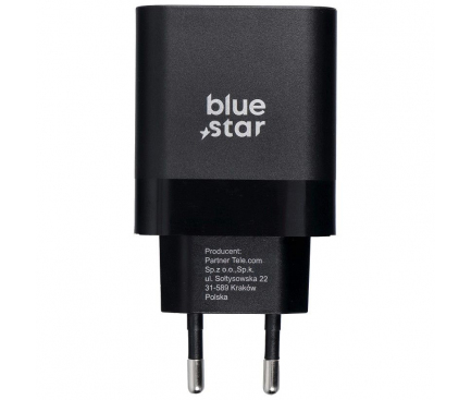 Incarcator Retea Blue Star, 45W, 3A, 1 x USB-C, Negru 