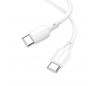 Cablu Date si Incarcare USB-C - USB-C Borofone BX93, 60W, 1m, Alb 