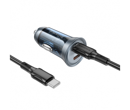 Incarcator Auto Cu Cablu USB-C Borofone BZ26B Discovery, 45W, 3A, 2 x USB-C, Albastru 