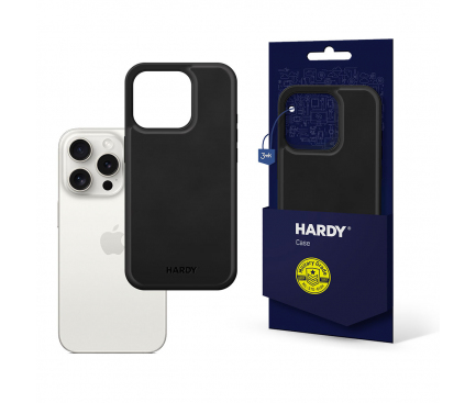 Husa MagSafe pentru Apple iPhone 15 Pro, 3MK, Hardy Silky Leather, Neagra 