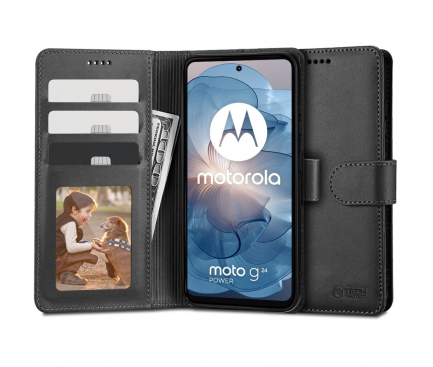 Husa pentru Motorola Moto G24 Power / G04 / G24, Tech-Protect, Wallet, Neagra 