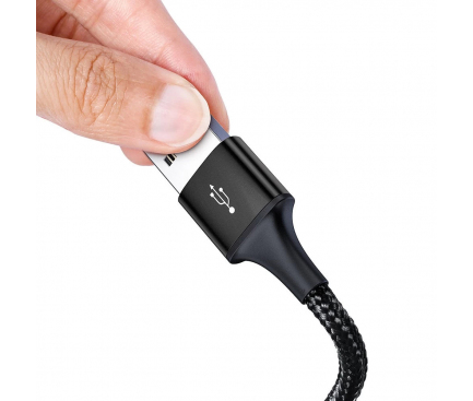 Cablu Incarcare USB-A - Lightning / microUSB / USB-C Baseus Rapid, 20W, 1.2m, Negru CAJS000001 