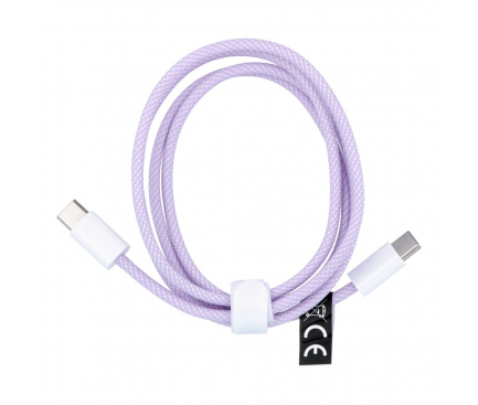 Cablu Date si Incarcare USB-C - USB-C OEM C263, 60W, 1m, Mov