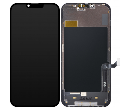 Display cu Touchscreen ZY pentru Apple iPhone 14 Plus, cu Rama, Versiune LCD In-Cell IC Movable, Negru 