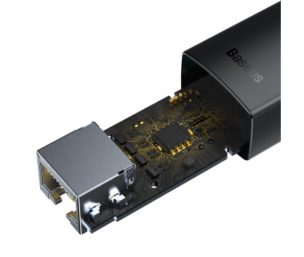Adaptor Retea Baseus Lite, USB-C - RJ45, Negru WKQX000301 