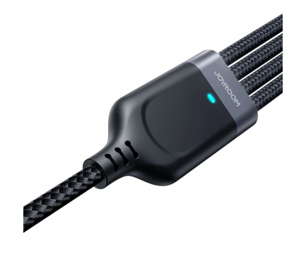Cablu Incarcare USB-A - Lightning / microUSB / 2 x USB-C Joyroom S-1T4018A18, 20W, 1.2m, Negru 