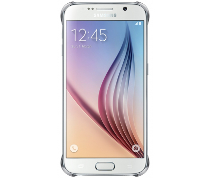 Husa plastic Samsung Galaxy S6 G920 Clear Cover EF-QG920BSEGWW argintie Blister Originala