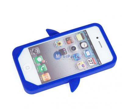 Husa silicon Apple iPhone 4 Penguin albastra