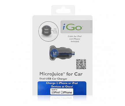 Incarcator auto dual USB iGO MicroUSB Blister Original