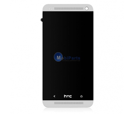 Display cu touchscreen si rama HTC One M7 argintiu