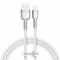 Cablu Date si Incarcare USB la Lightning Baseus Cafule Series Metal, 1 m, 2.4A, Alb CALJK-A02 