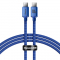Cablu Date si Incarcare USB-C - USB-C Baseus Crystal Shine Series, 100W, 1.2m, Albastru CAJY000603
