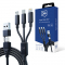 Cablu Incarcare USB-A / USB-C - Lightning / microUSB / USB-C 3MK Hyper, 12W, 1.5m, Negru 