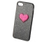 Husa silicon TPU Apple iPhone 7 Heart Glitter Neagra Rosie