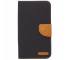 Husa textil Canvas pentru telefon 5.5 inci, dimensiuni interioare 155 x 85 mm, neagra-maro