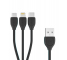 Cablu de date USB - MicroUSB Lightning USB Type-C Remax Lesu RC-050th 1m, Negru, Blister Original 