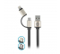 Cablu Date si Incarcare USB la Lightning - USB la MicroUSB Forever Metal Head, 1 m, Negru