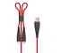 Cablu Date si Incarcare USB la Lightning - USB la MicroUSB DEVIA Fish, 1.2 m, Rosu, Blister 