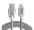 Cablu Date si Incarcare USB la Lightning Soultech Metalic Fast Platinum DK023GR, 1 m, Gri, Blister 