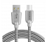 Cablu Date si Incarcare USB la USB Type-C Soultech Metalic Fast Platinum DK025GR, 1 m, Gri, Blister 