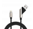 Cablu Date si Incarcare USB la Lightning Soultech Moveable Fast Platinum DK026S, 1 m, Negru, Blister 